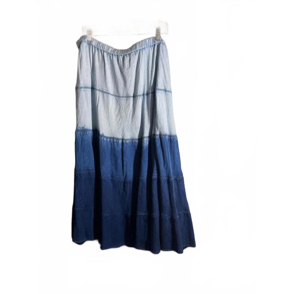 Studio West Apparel 2X Blue Ombre Maxi Skirt - Comfortable Boho Style